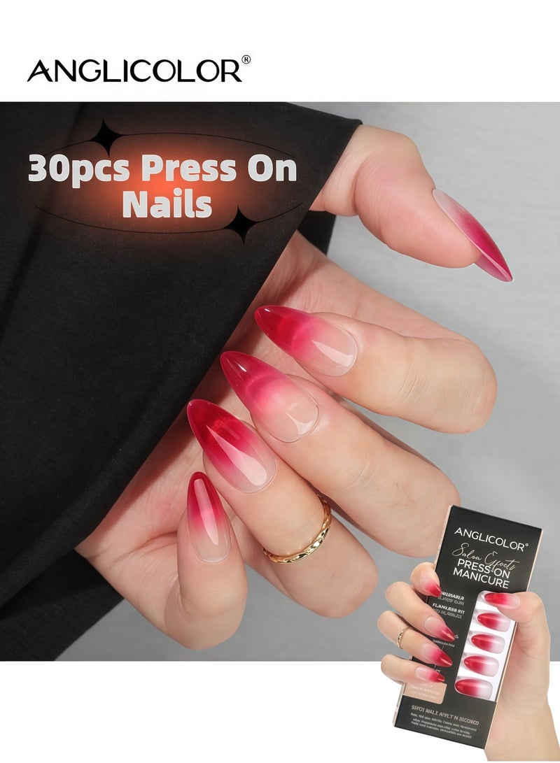 Anglicolor 30 Pieces Press On Nails, Seamless and Removable Nail Stickers, French Pastel Press On Nails, Reusable False Nails, Fack Nails, 15 Sizes - A107 - Image 1