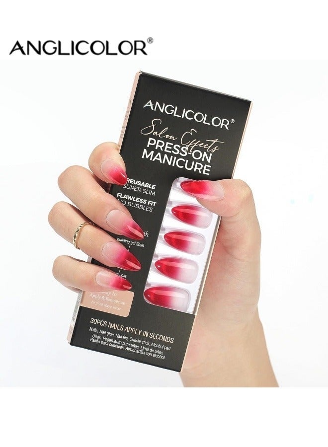 Anglicolor 30 Pieces Press On Nails, Seamless and Removable Nail Stickers, French Pastel Press On Nails, Reusable False Nails, Fack Nails, 15 Sizes - A107 - Image 4