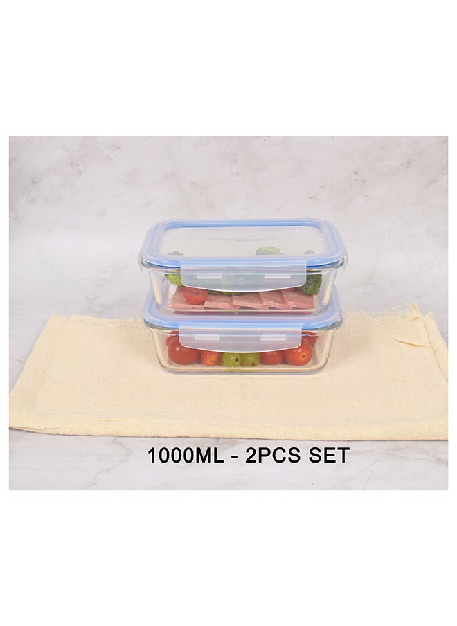 Feelings FEELINGS GLASS STORAGE M/W  1000 X 2 - 2PCS SET, BLUE RING  - Image 1