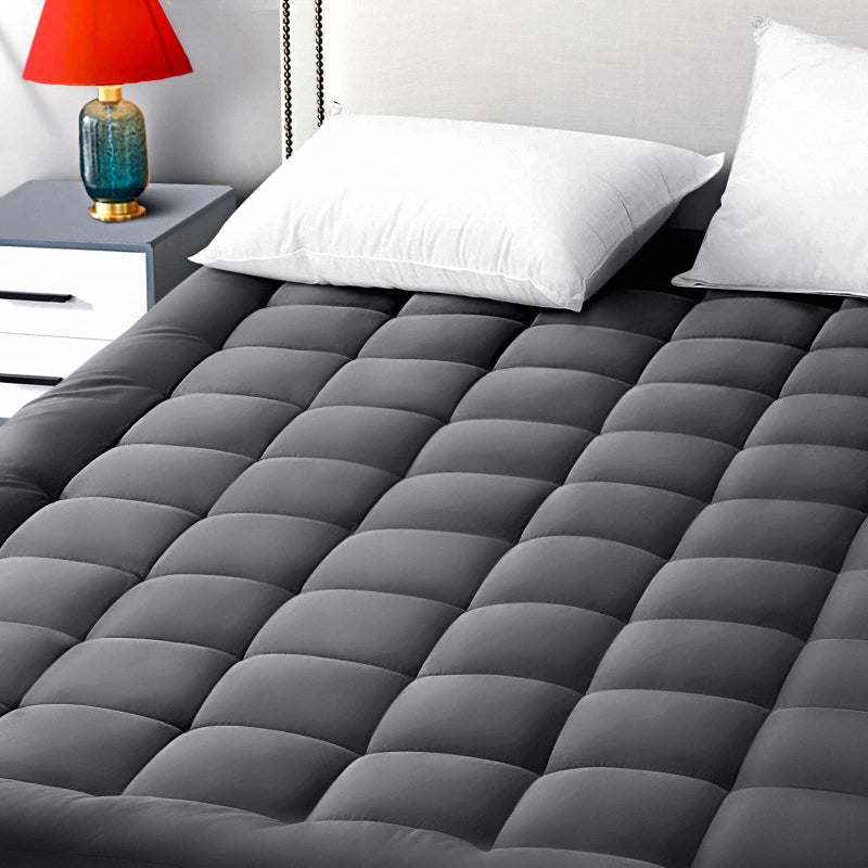 EASELAND Queen Size Mattress Pad Pillow Cover Quilted Fitted Mattress Protector Cotton Top 821 Deep Pocket Cooling Mattress Topper 60x80 Inches Dark Grey