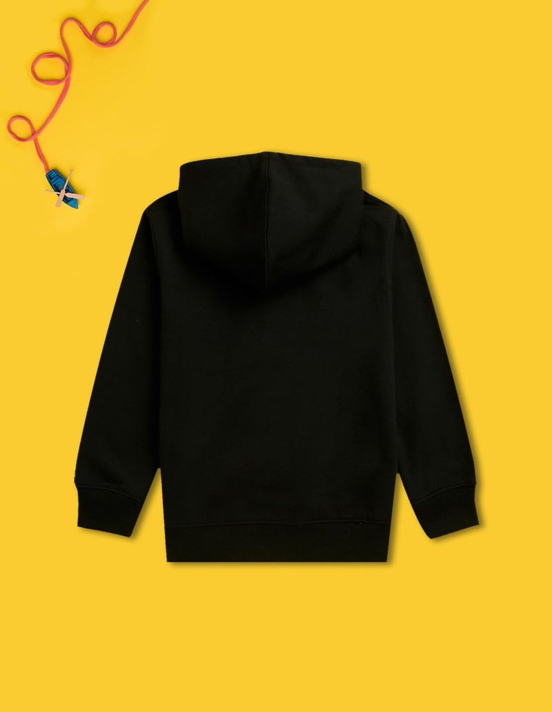 Nusyl Boy's Fleece Neck Hooded Sweatshirt (NUUCSWT0869.2_Black - Image 2