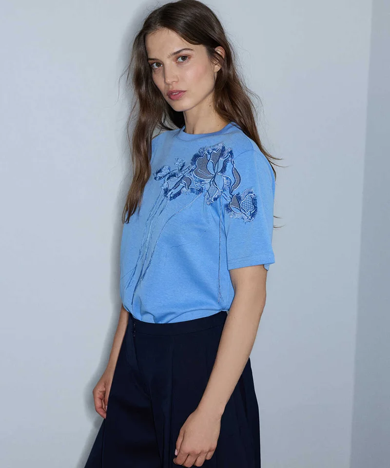 Ipekyol  Floral Embroidery T-Shirt with Fringe for Women | Best Price UAE