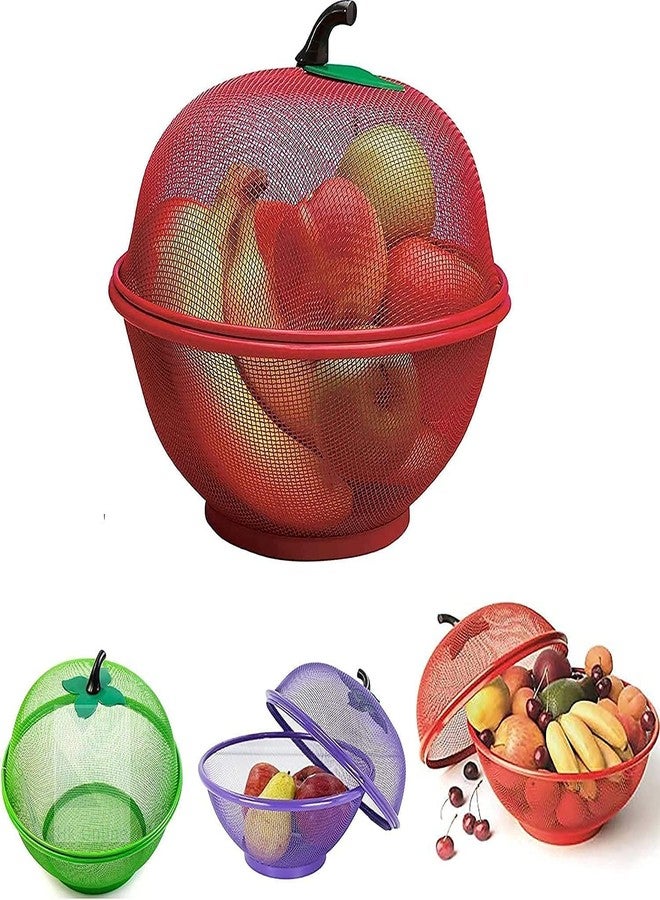 DHAVL سلة فواكه وخضراوات شبكية على شكل تفاحة من دهافل للمطبخ، سلة فواكه بغطاء شبكي، سلة حامل للفواكه والخضراوات، غطاء شبكي للفواكه (متعدد الألوان) (25 سم) - Image 4
