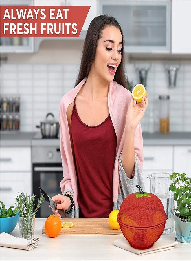 DHAVL سلة فواكه وخضراوات شبكية على شكل تفاحة من دهافل للمطبخ، سلة فواكه بغطاء شبكي، سلة حامل للفواكه والخضراوات، غطاء شبكي للفواكه (متعدد الألوان) (25 سم) - Image 5