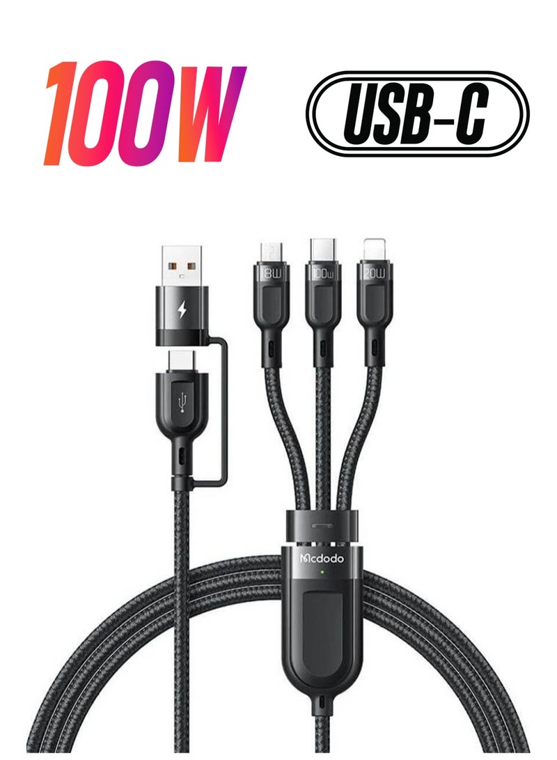 مكدودو 2 في 3 كابل شحن سريع 100 وات محرك الطاقة PD لأجهزة الكمبيوتر المحمول والكمبيوتر اللوحي والجوال 1.2 متر CA-8800 - Image 1