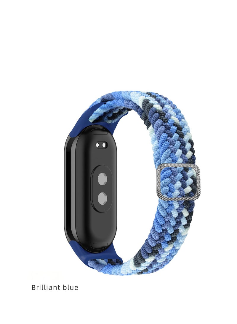 حزام ساعة مكون من قطعتين مناسب لحزام نسيج النايلون المضفر لـ Xiaomi Band 8/Xiaomi Band 9 ملون باللونين الأسود والأزرق  - Image 5