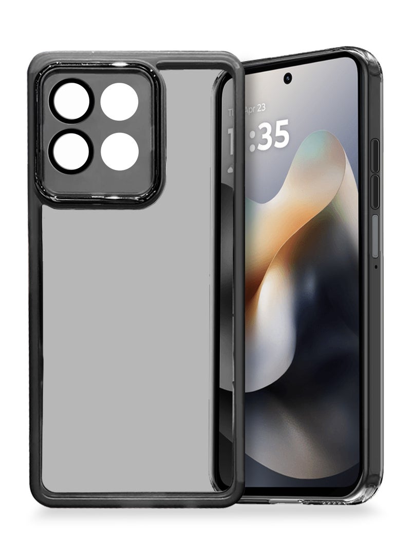 Wtech Motorola Moto G86 5G 2025 Soft Transparent TPU Camera Protection Silicone Ultra Thin Phone Stylish Electroplated Camera Border Back Case Cover - Black - Image 1
