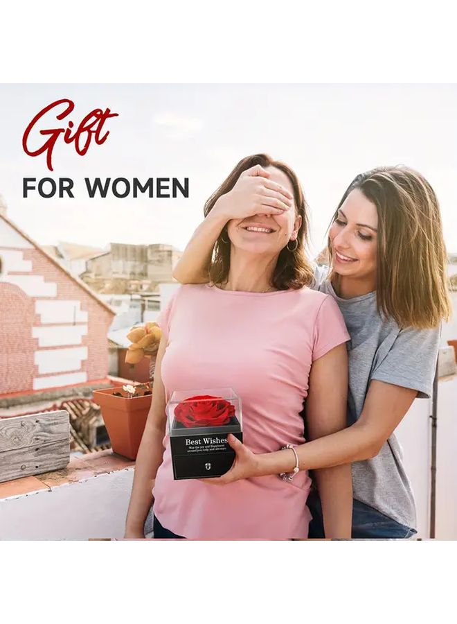 Laspi Preserved Real Rose Jewelry Box Gift Set Eternal Rose Display Case for Women - Image 3