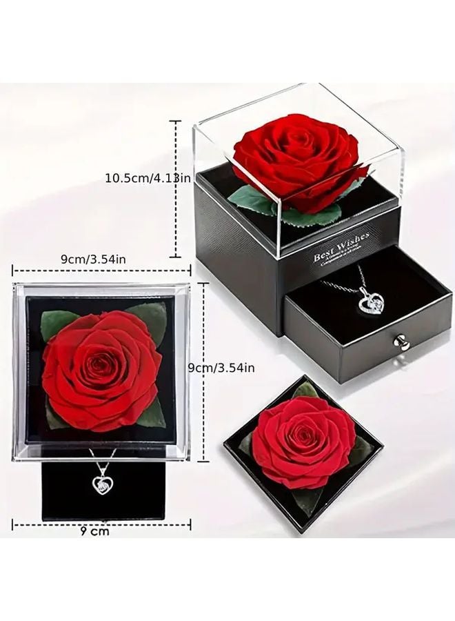 Laspi Preserved Real Rose Jewelry Box Gift Set Eternal Rose Display Case for Women - Image 4