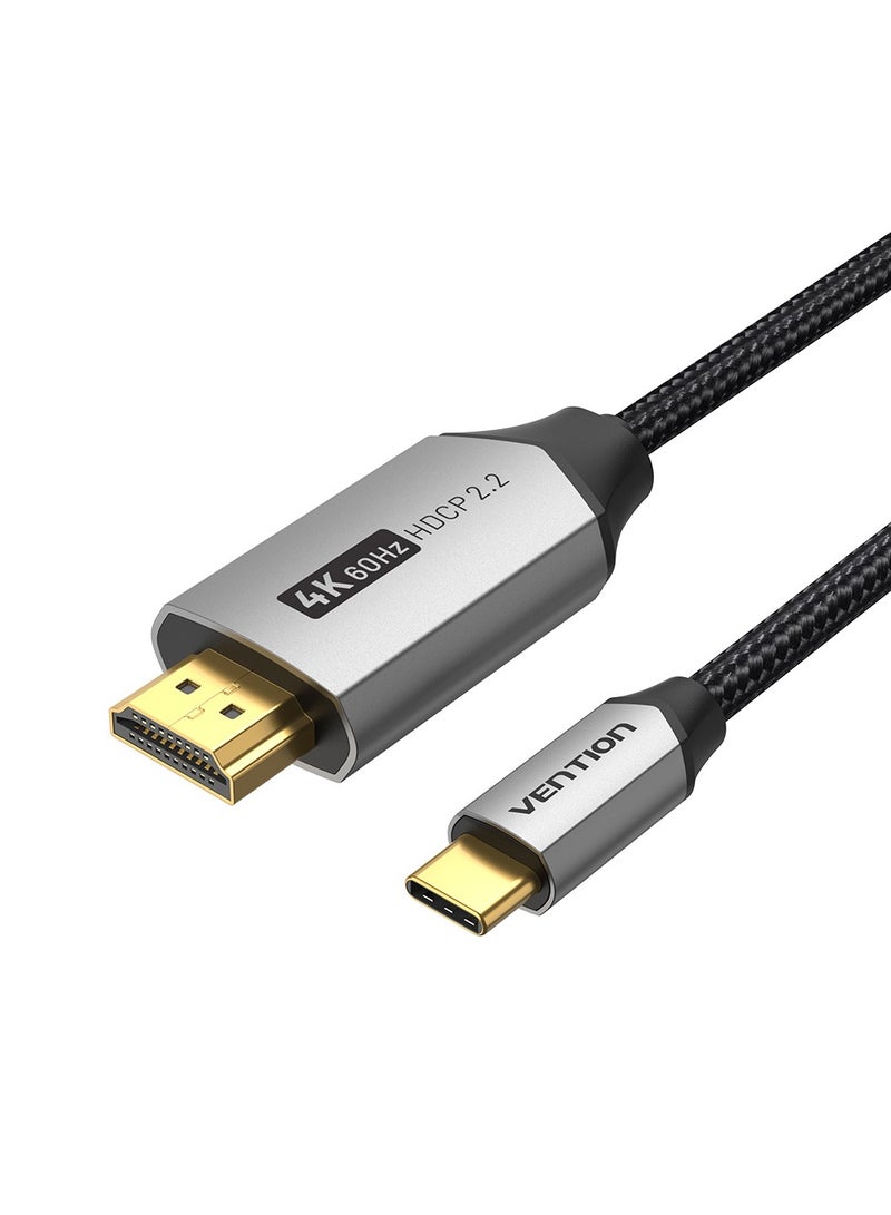 Vention USB-C to HDMI Cable 2M CRBBH, 4K@60Hz UHD, HDCP Protocol Nylon Braided, Compatible with MacBook Pro, iPad Pro, Galaxy S20/S20+/Ultra, Windows, Laptops, Monitors, Projectors - Image 1