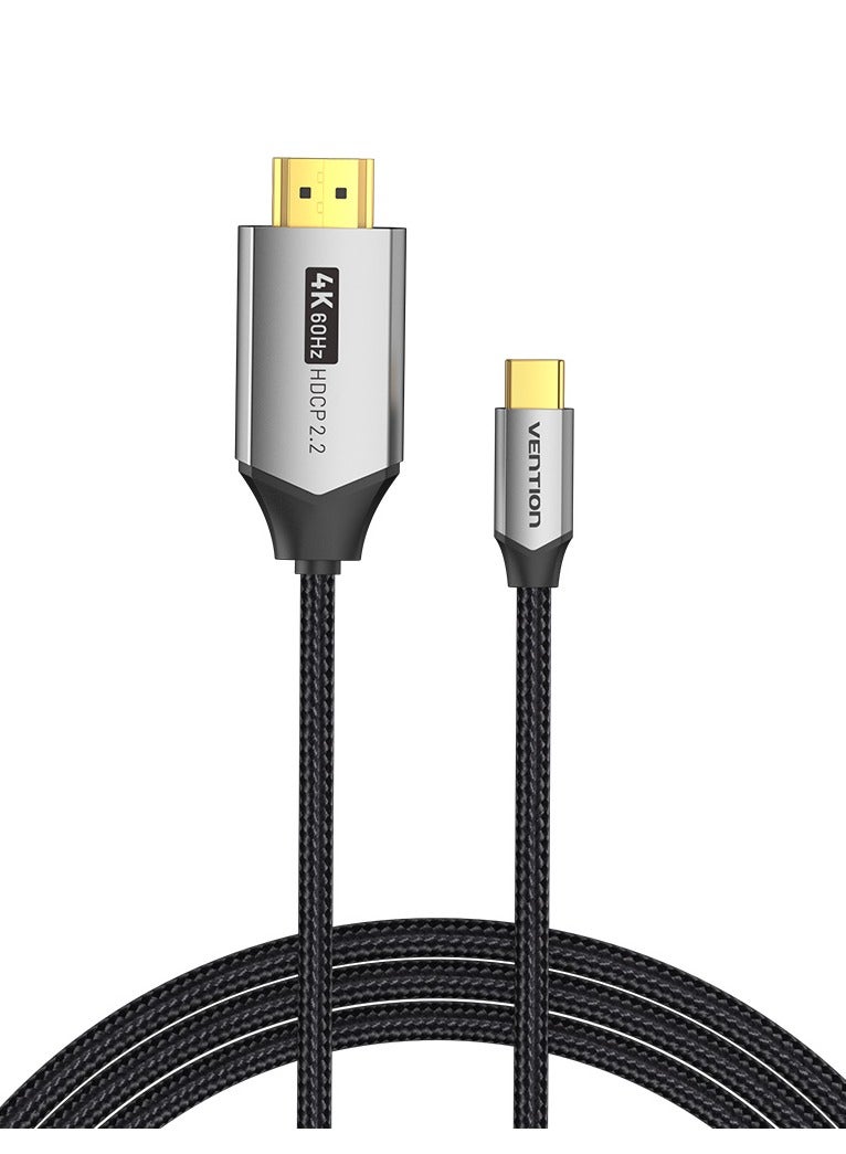 Vention USB-C to HDMI Cable 2M CRBBH, 4K@60Hz UHD, HDCP Protocol Nylon Braided, Compatible with MacBook Pro, iPad Pro, Galaxy S20/S20+/Ultra, Windows, Laptops, Monitors, Projectors - Image 2