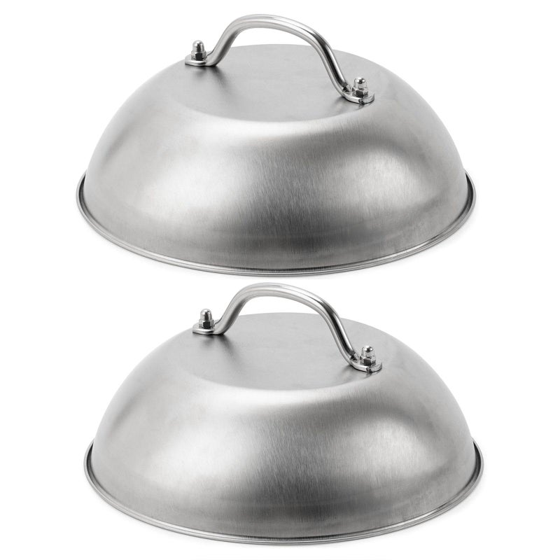 ZBXFCSH Compatible with Blackstone 5555 Stainless Steel 9" Griddle Melting Cheese Dome Wok Lids- Commercial Grade Basting and Steaming Cover- Best for Use in Flat Top Grills, 0.6mm Thickness-2 Domes - Image 1