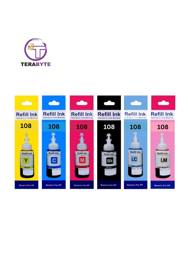 Terabyte - 108 COMPATIBLE Ink Set For L8050,L18050-70 ml Multipack Black, Cyan, Yellow, Magenta, Light cyan, light magenta - Image 1