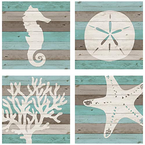 Carson Coaster Square 4 Piece Coastal Wood Home Decor - Image 3