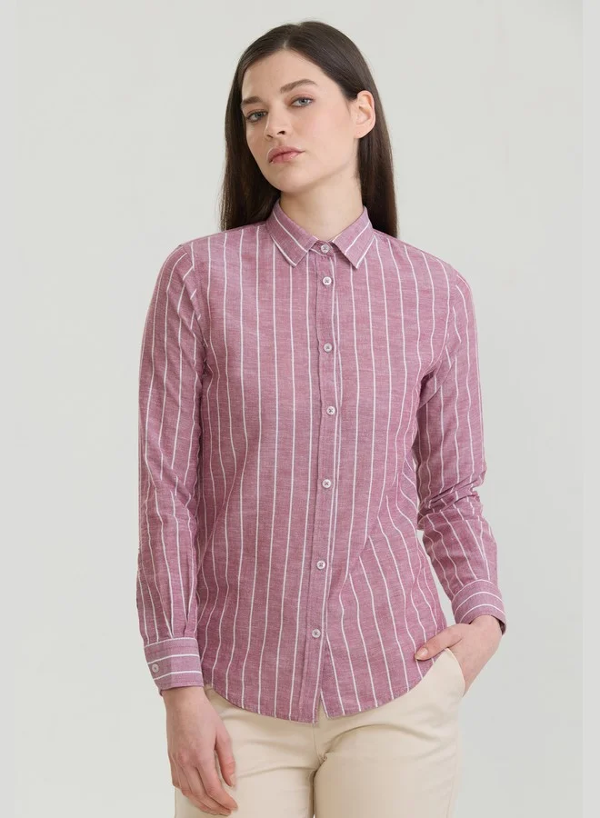 FELIX HARDY Women's Cotton Linen Blend Long Sleeve Blouse Shirt