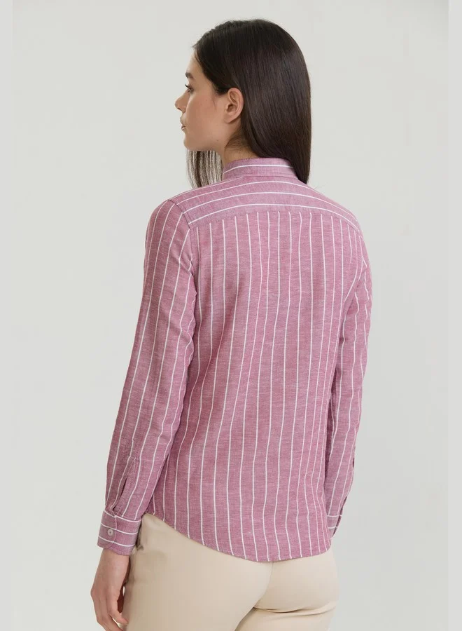 FELIX HARDY Women's Cotton Linen Blend Long Sleeve Blouse Shirt