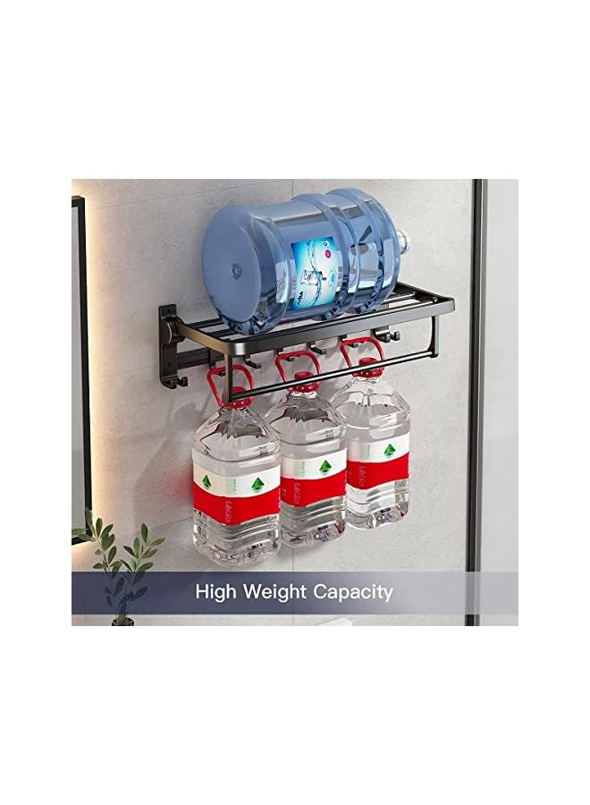 promass Foldable Towel Racks with 5 Sliding Towel Hooks, 24 Inch Wall Mounted Bathroom Towel Bar,Rustproof Aluminium Towel Shelf,Towel Hanger Rack,Towel Holder for Bathroom Kitchen Balcony, No Drill - Image 3