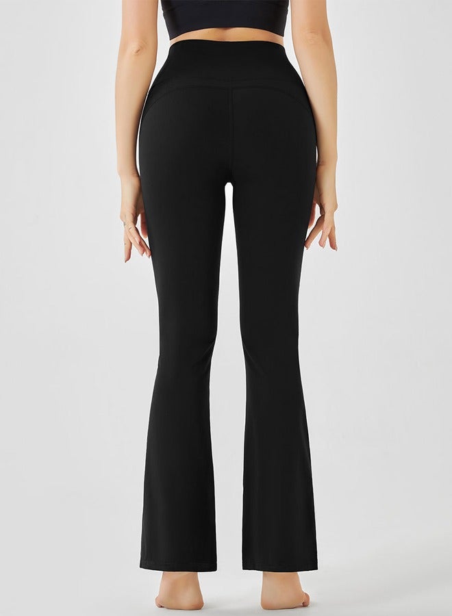 NIBEMINENT Solid Casual Yoga Pants Black - Image 4