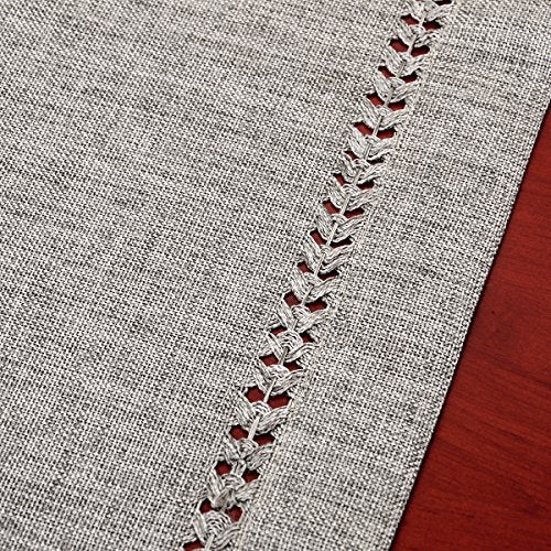 Grelucgo Set of 6 Decorative Handmade Hemstitch Gray Dining Table Placemats, Rectangular 12 by 18 Inch - Image 2