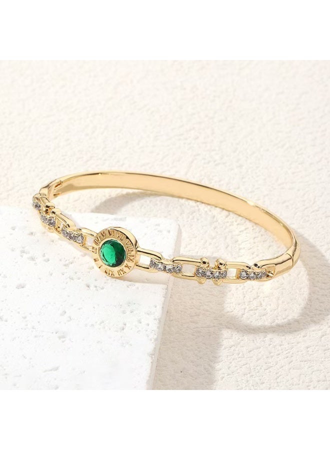 KUYING New Fashionable Digital Emerald Small Diamond Bracelet