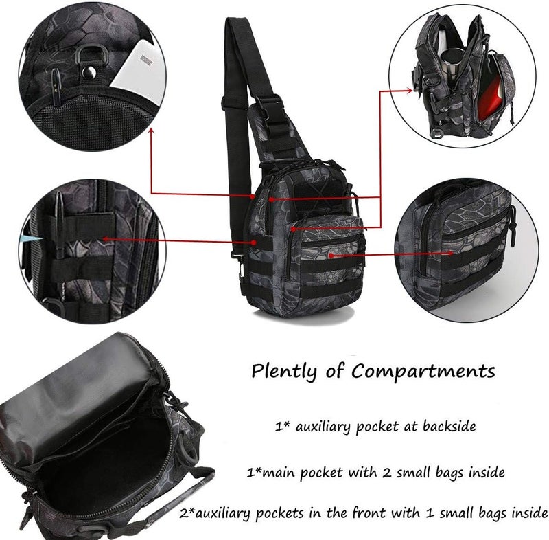 Blanco Tactical Shoulder Sling Bag Small Outdoor Chest Pack Backpack for Men Traveling, Trekking, Camping, Sling Backpack - Image 2
