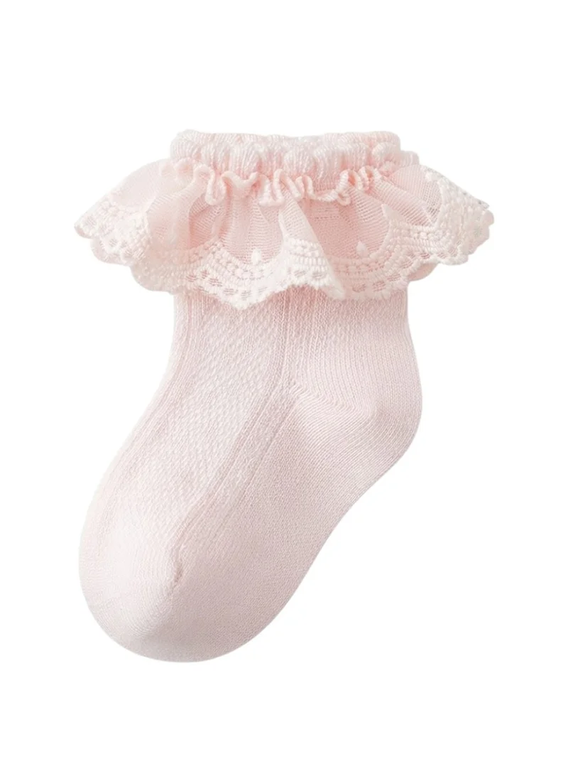Bambimici Baby Ruffle Lace Socks 5 Pairs - Light Pink