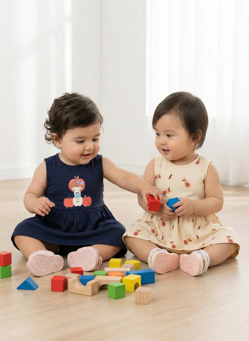 Nautinati Nautinati Baby Girls' 100% Cotton Pack of 2 Quirky Rabbit All-over Print Dresses