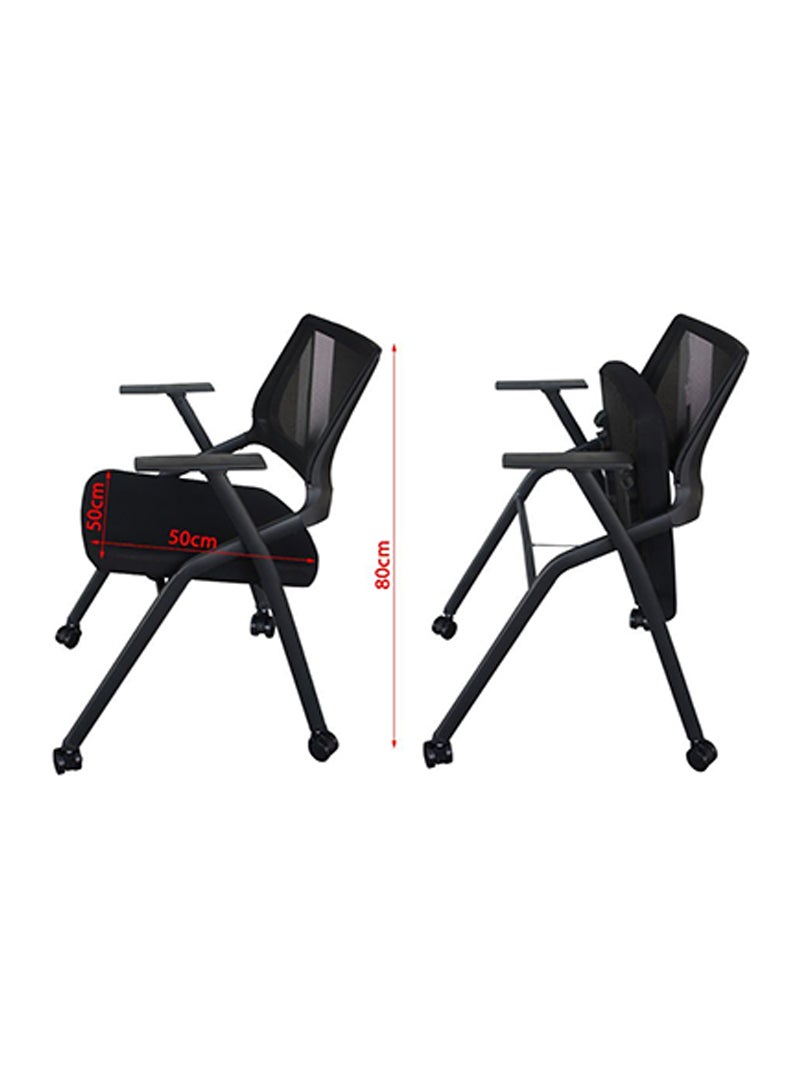 Mahmayi Mahmayi SL 632L Folding Heavy Duty Chair with Wheels for Home | School | Study Chair Can Withstand upto 150kg - Black - Image 5