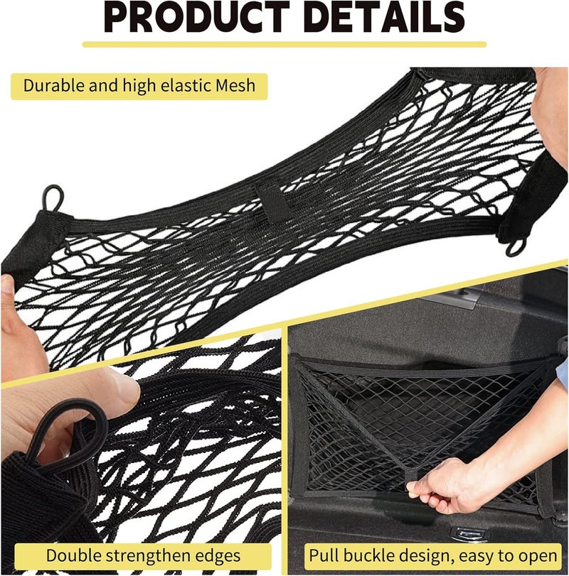 DEDC 4 Pieces Stretchable Cargo Net Pocket with Mounting Screws and Hooks for Automotive Storage - Image 3