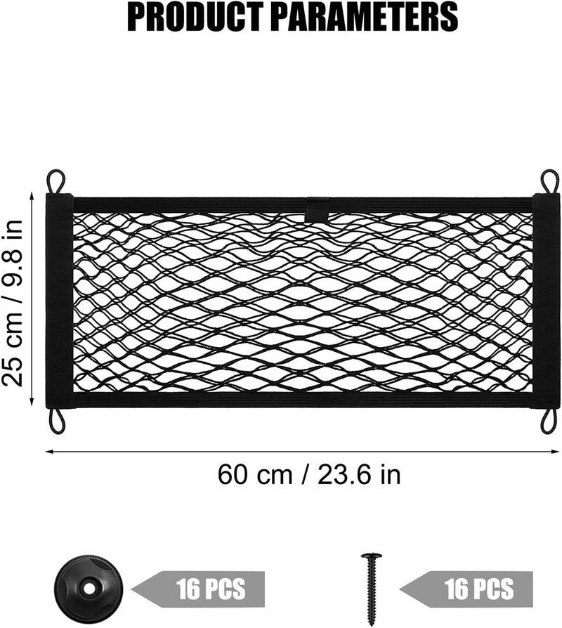 DEDC 4 Pieces Stretchable Cargo Net Pocket with Mounting Screws and Hooks for Automotive Storage - Image 2