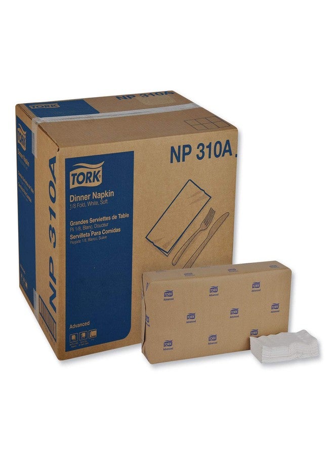 Tork مناديل طعام بيضاء من تورك، متقدمة، 1/8 مطوية، 2 طبقة، 15" × 16.25"، 8 × 375 منديل، NP310A - Image 1