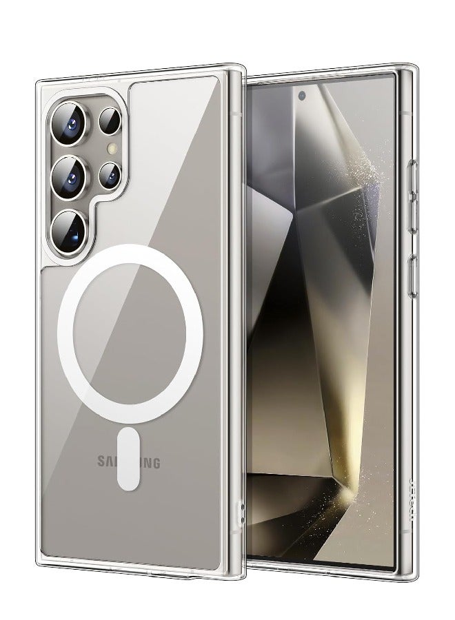FOCUS Magnetic Case for Samsung Galaxy S24 Ultra 5G, Compatible with MagSafe, Shockproof Protective Phone Cover, Non-Yellowing Soft Clear PC Back (Clear) - Image 1