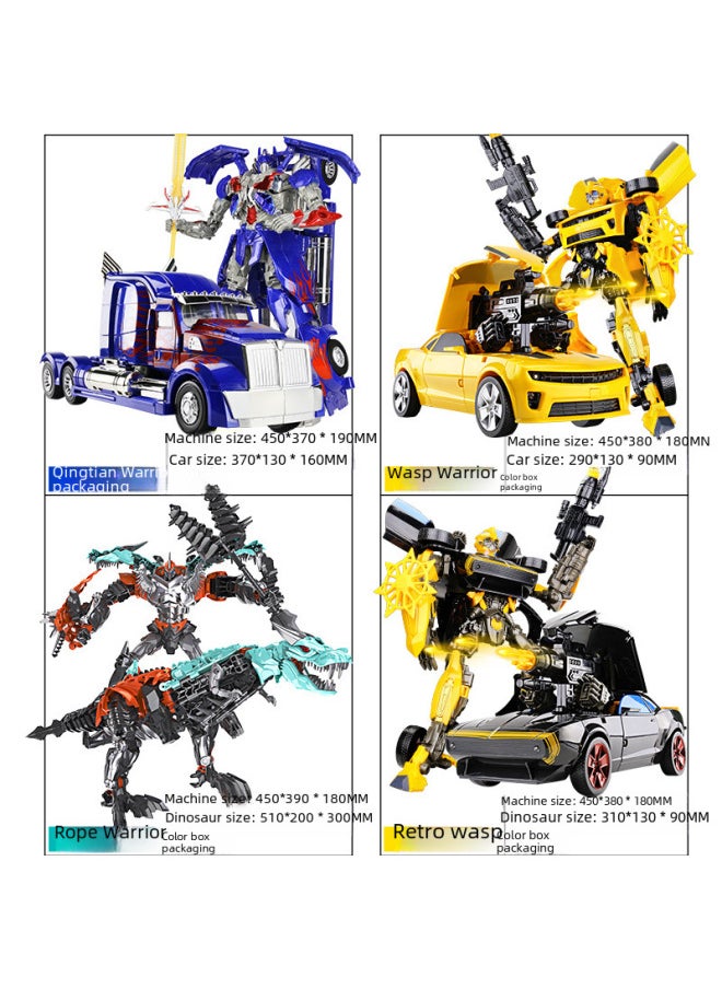 Generic - Transformable Toy Model Car Robot Bumblebee Dinosaur Cable Handheld Gundam Alloy Authentic Children's Boys Gifts-Color: Wasp Beetle (sound And Light Version) + Acrylic Box - Image 1