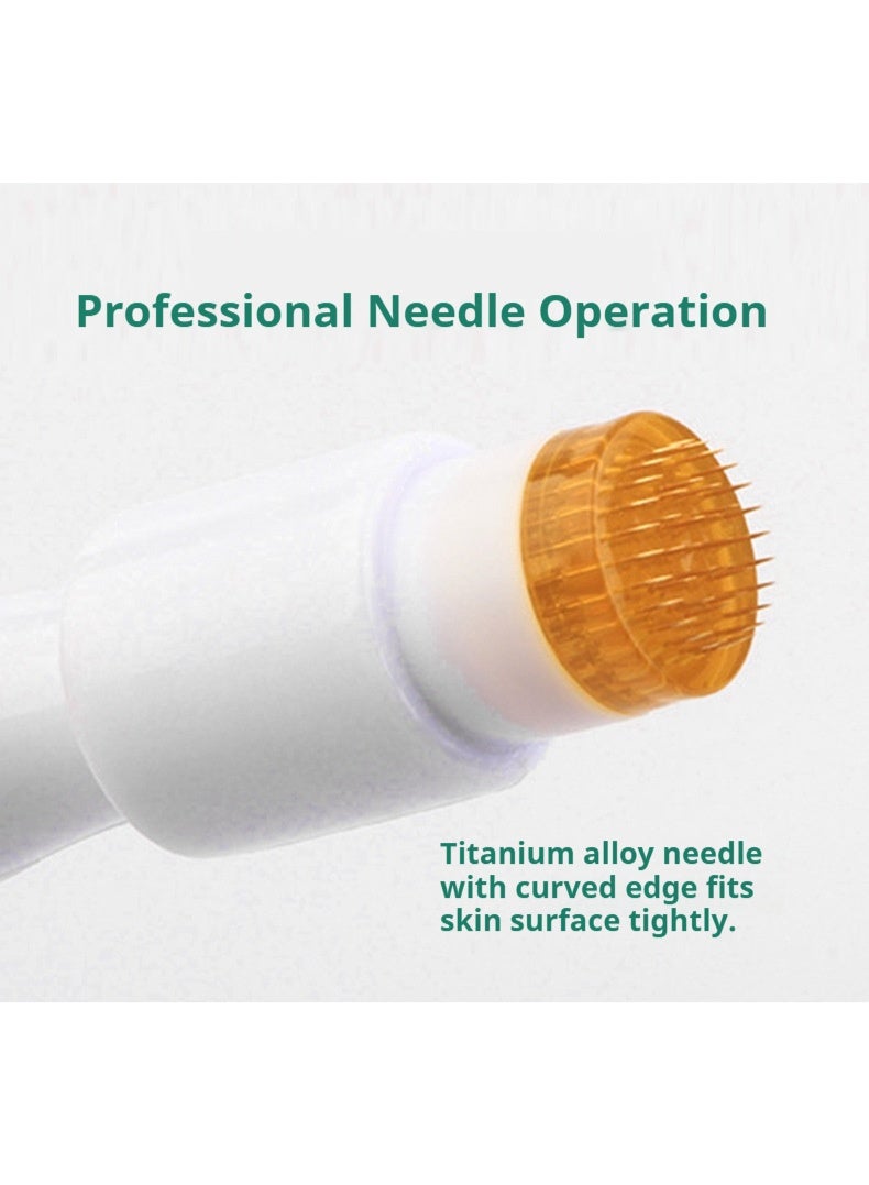 أسطوانة الوخز بالإبر الدقيقة مع ختم ذهبي، مجموعة إبر، إبر 0.25 مم، أداة للعناية بالبشرة، مناسبة لبشرة الوجه ونمو الشعر واللحية، للجنسين. - Image 3