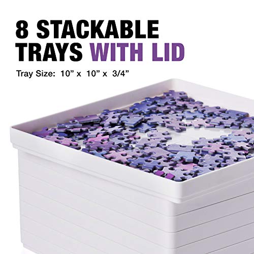 Tidyboss 8 Puzzle Sorting Trays with Lid 10" x 10" - Portable Jigsaw Puzzle Accessories White Background Makes Pieces Stand Out Sort Patterns, Shapes and Colors | for Puzzles Up to 1500-2000 Pieces - Image 4