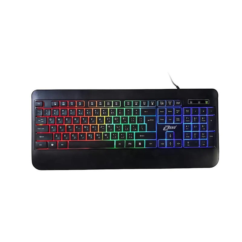 Full Wired RGB Gaming Keyboard 104 Keys – Arabic/English Keyboard with Colorful Lighting – USB Plug & Play – Spill Proof – Suitable for PC, Laptop, Gaming & Business