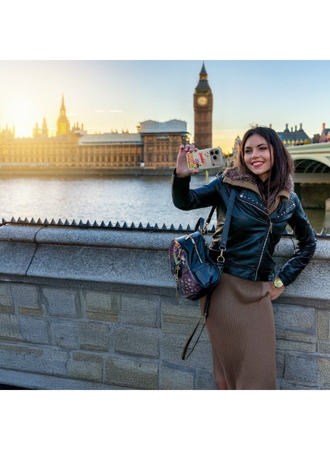 LEVELO Vallo PU leather Case iPhone 17 Pro With London Embroidery Design / Scratch & Wear Resistant / Raised Bezels for Camera & Screen / Shock-Resistant Bumper - Brushed Silver - Image 3