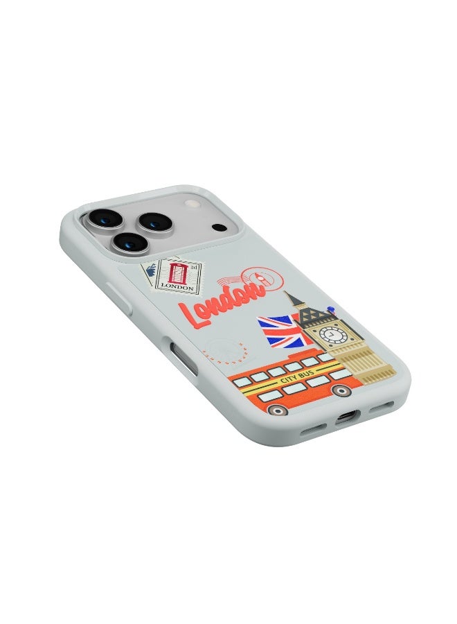 LEVELO Vallo PU leather Case iPhone 17 Pro With London Embroidery Design / Scratch & Wear Resistant / Raised Bezels for Camera & Screen / Shock-Resistant Bumper - Brushed Silver - Image 5