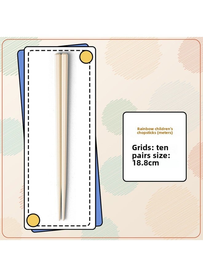 Ins High-value Rainbow Color Children's Hexagon Alloy Chopsticks High Temperature Resistant Non-mildew Portable Short Chopsticks-Color:Beige (opp Bag)  - Image 1