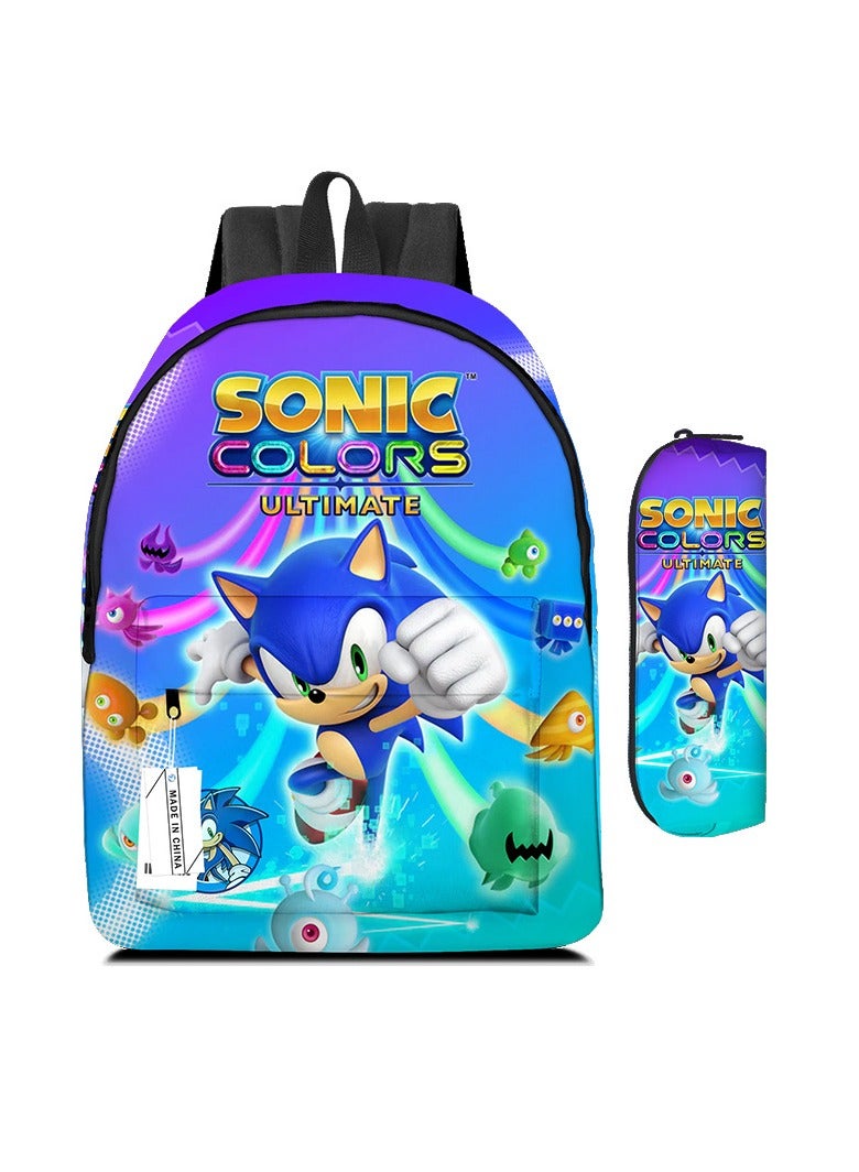 SONIC Cartoon Backpack Two-piece Student School Bag