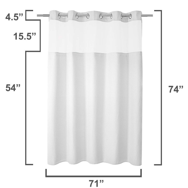 River Dream White Fabric Shower Curtain Set  Cotton Blend  Waffle Weave  with Snap in Replacement Liner?71 x 74 inches - Image 5
