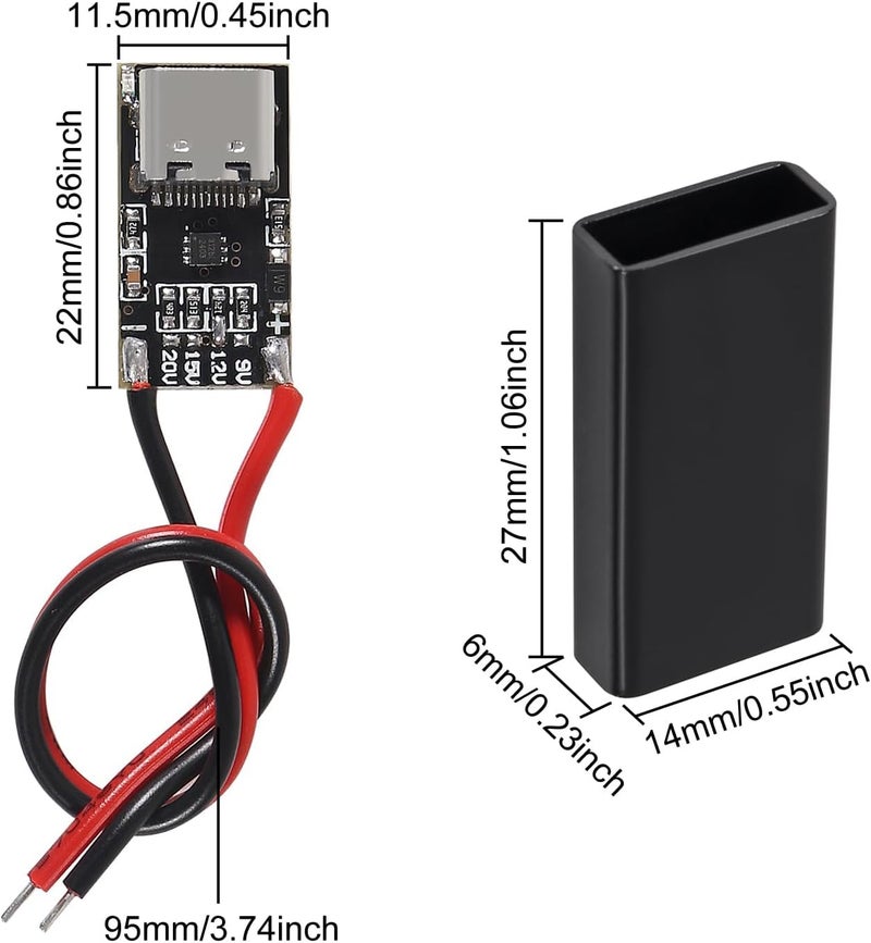 NALACAL 5 قطع وحدة تشغيل USB-C PD - متوافقة مع PD3.0/QC3.0 مع خرج قابل للتعديل 9V/12V/15V/20V 5A | لوحة شحن سريع مع مدخل Type-C أنثوي وغلاف واقي - Image 2
