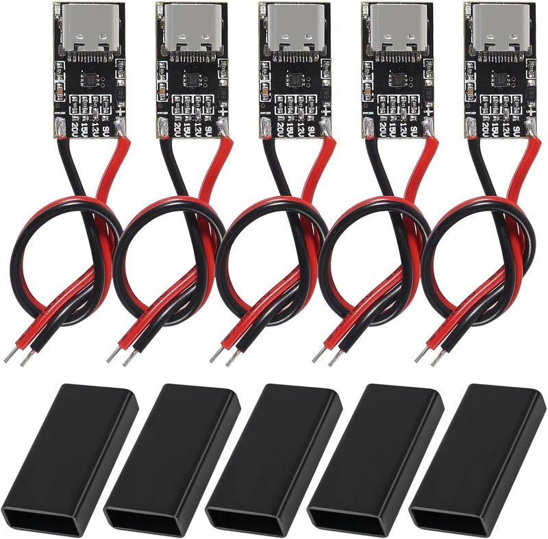 NALACAL 5 قطع وحدة تشغيل USB-C PD - متوافقة مع PD3.0/QC3.0 مع خرج قابل للتعديل 9V/12V/15V/20V 5A | لوحة شحن سريع مع مدخل Type-C أنثوي وغلاف واقي - Image 1