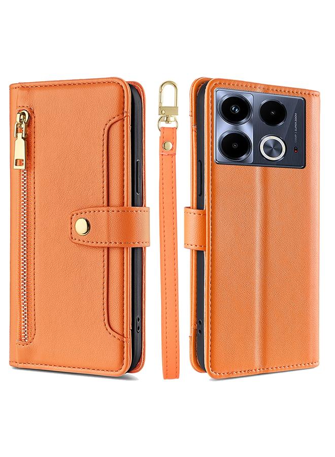 Zaboon Case For Infinix Note 40 4G Sheep Texture Cross-body Zipper Wallet Leather Phone Case - Image 1