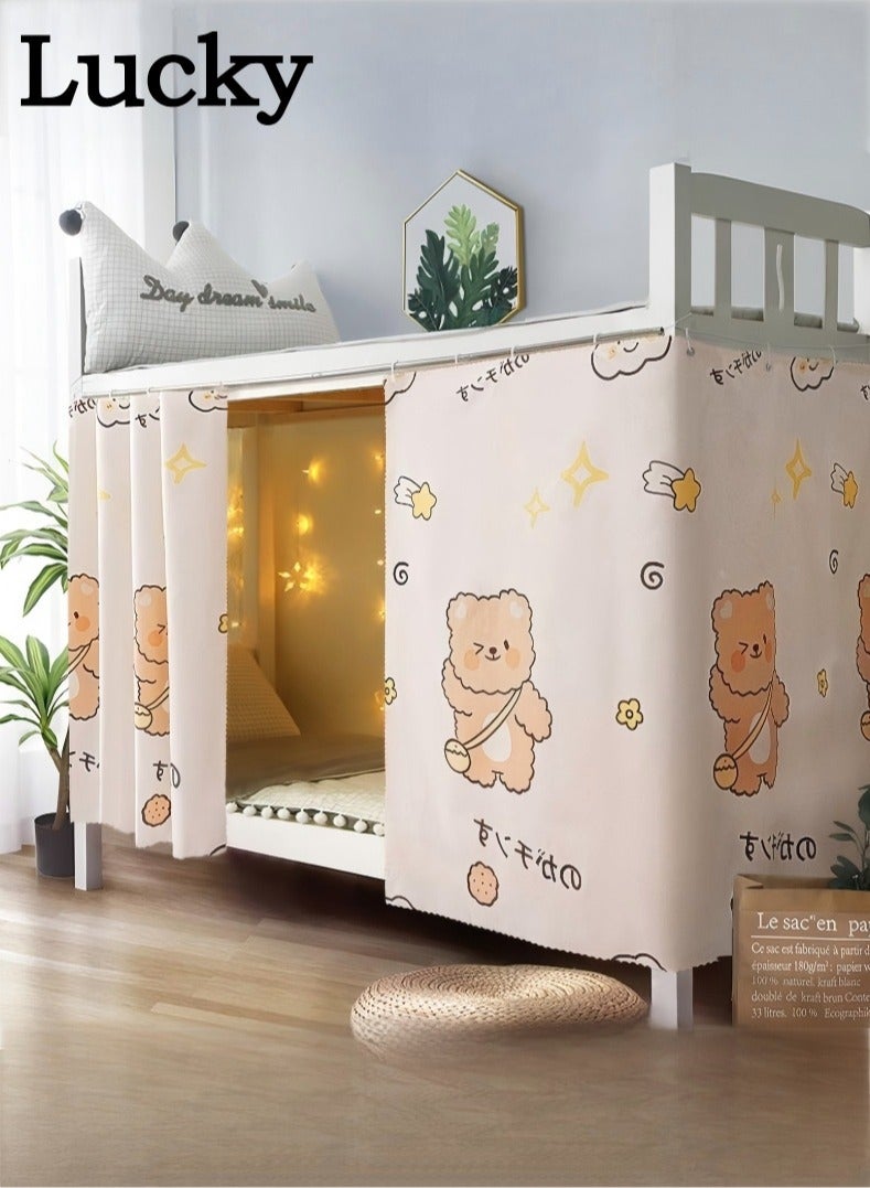 لاكي 2 قطعة ستارة سرير خاصة في الجزء السفلي من السرير بطابقين، ستارة تعتيم سرير مفردة قابلة للتنفس والغبار، ستارة سرير عائلية عنبر، يمكن أن تغطي 3 جوانب - Image 1