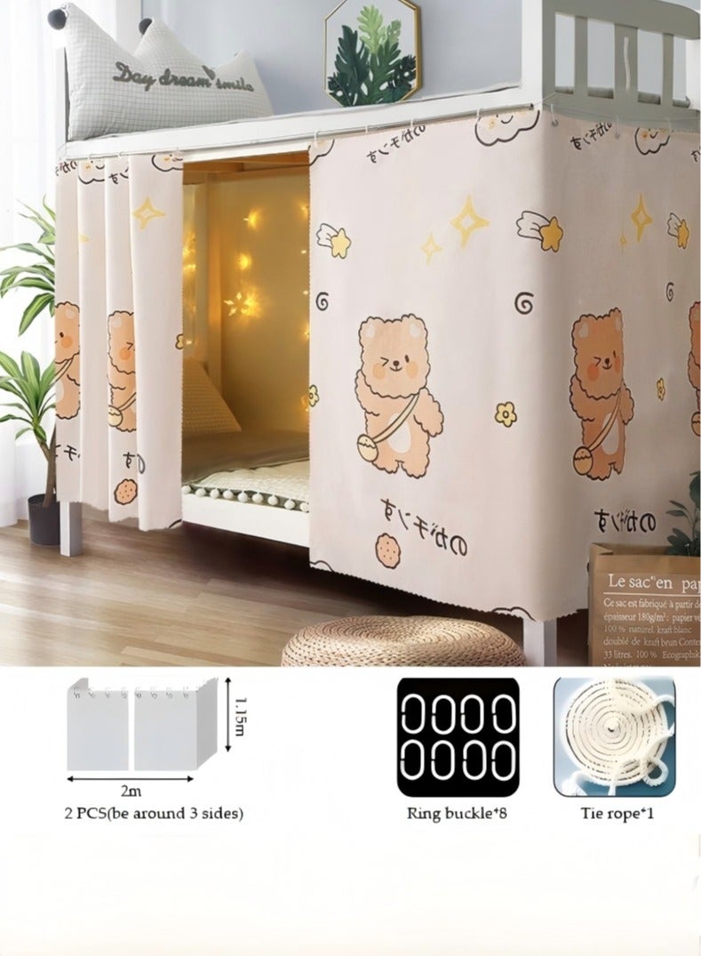 لاكي 2 قطعة ستارة سرير خاصة في الجزء السفلي من السرير بطابقين، ستارة تعتيم سرير مفردة قابلة للتنفس والغبار، ستارة سرير عائلية عنبر، يمكن أن تغطي 3 جوانب - Image 2