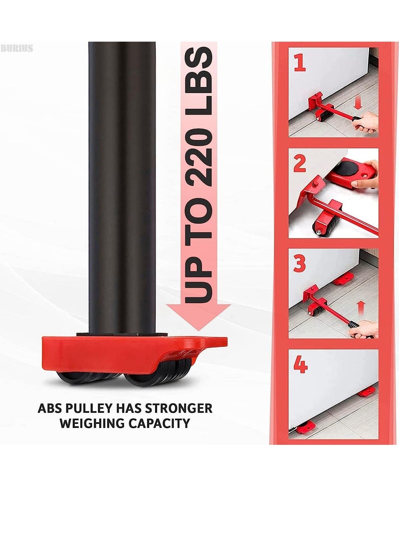5 Packs Furniture Lifter,Heavy Furniture Moving System Lifter Kit with 4 Slider,Furniture Slides Kit,Heavy Furniture Roller Move Tools,Up to 200kg/440 lb - Image 4