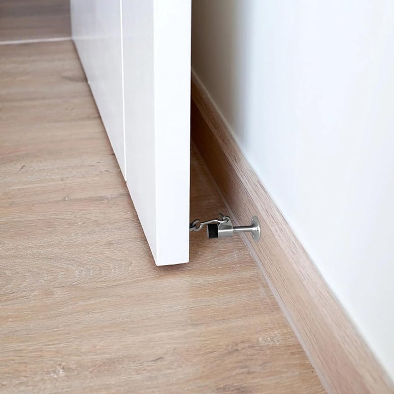 2 قطعة من حامل الباب المثبت على الحائط من سبيكة الزنك مع خطاف ومخمد مطاطي - Image 4