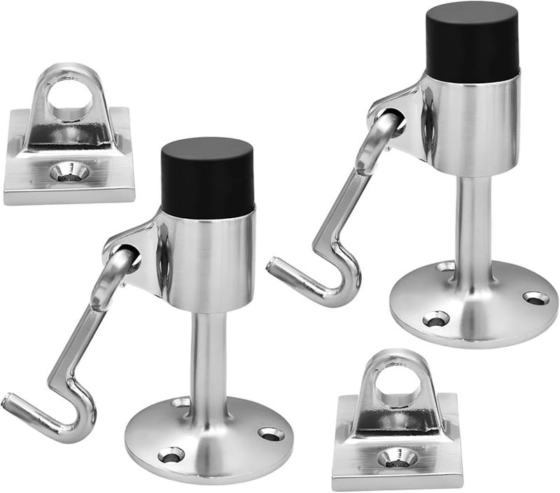 2 قطعة من حامل الباب المثبت على الحائط من سبيكة الزنك مع خطاف ومخمد مطاطي - Image 2