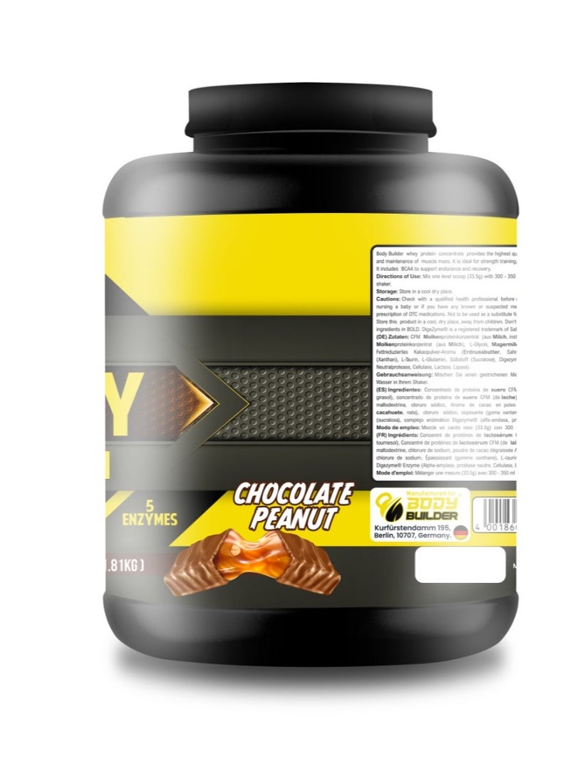 Body Builder Body Builder Whey Protein, Low Sugar Whey with 5 Digestive Enzymes Chocolate Peanut Flavor, 4 Lb  - Image 2